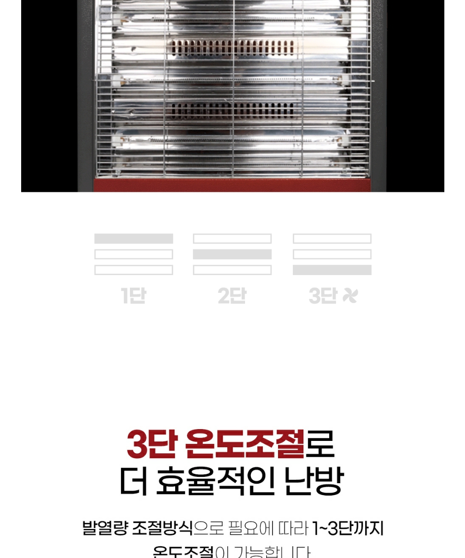 후지카 3단 건강 온열 온풍 난방기 FU-3355 레드 상세 이미지 8